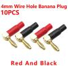 10Pcs/4mm Wire Hole Banana 90 Degree Bend Right Angle Gold Plated Connector with Soft Plastic Sheath(10 Black) view 3