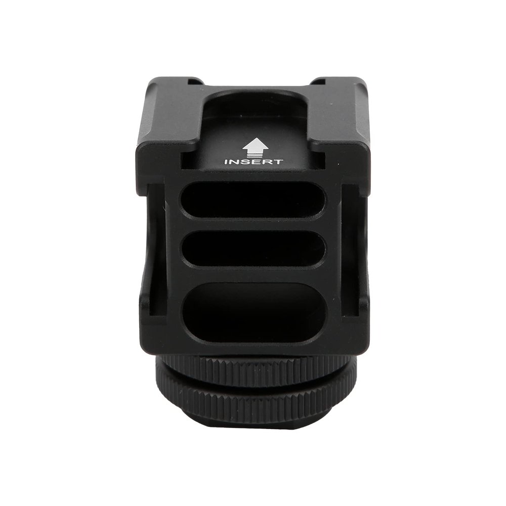 FS04 Cold Shoe Mount Plate Adapter with 4 Mounts for Microphone Cellphone Flashlight
