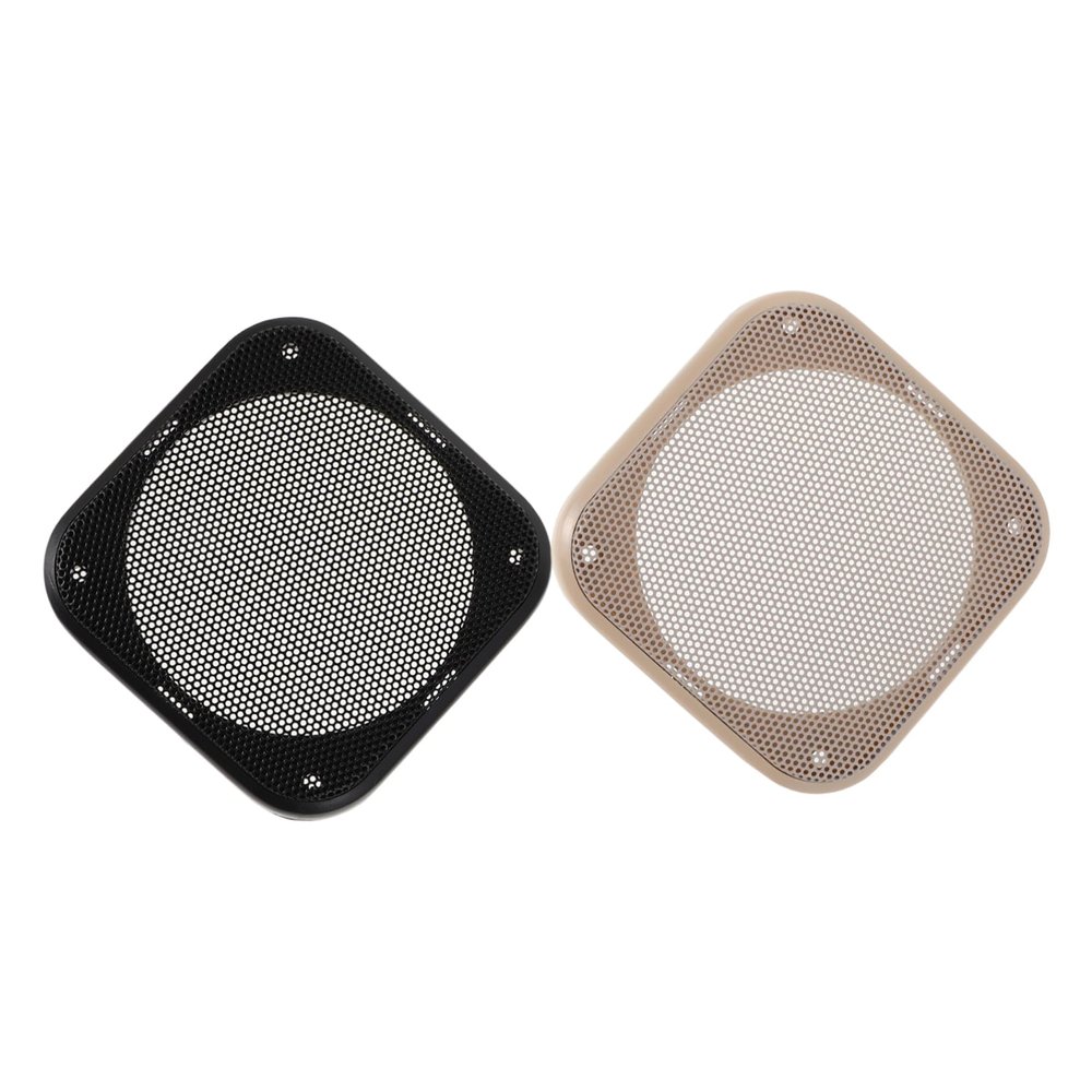 Cabilock 2pcs Square Speaker Grill Cover Mesh Protector Car Audio Speaker Guard Stylish Black and Beige Design Securely Mounts Compatible with Various Audio Systems