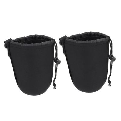 POPETPOP 2pcs Neoprene Lens Pouch Bags Drawstring Protective Cases for Camera Lenses Lightweight and Shockproof Design for Photographers and Travel