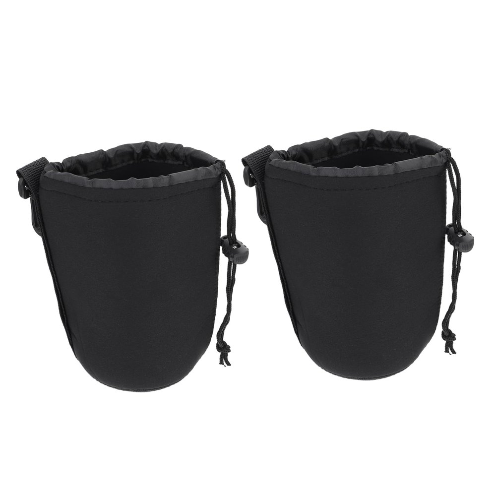 POPETPOP 2pcs Neoprene Lens Pouch Bags Drawstring Protective Cases for Camera Lenses Lightweight and Shockproof Design for Photographers and Travel