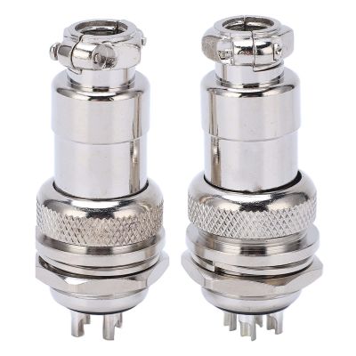 2Pcs Aviation Plug Socket Connector Zinc Alloy Shell Copper Silver Plated Connectors (4 Pin)