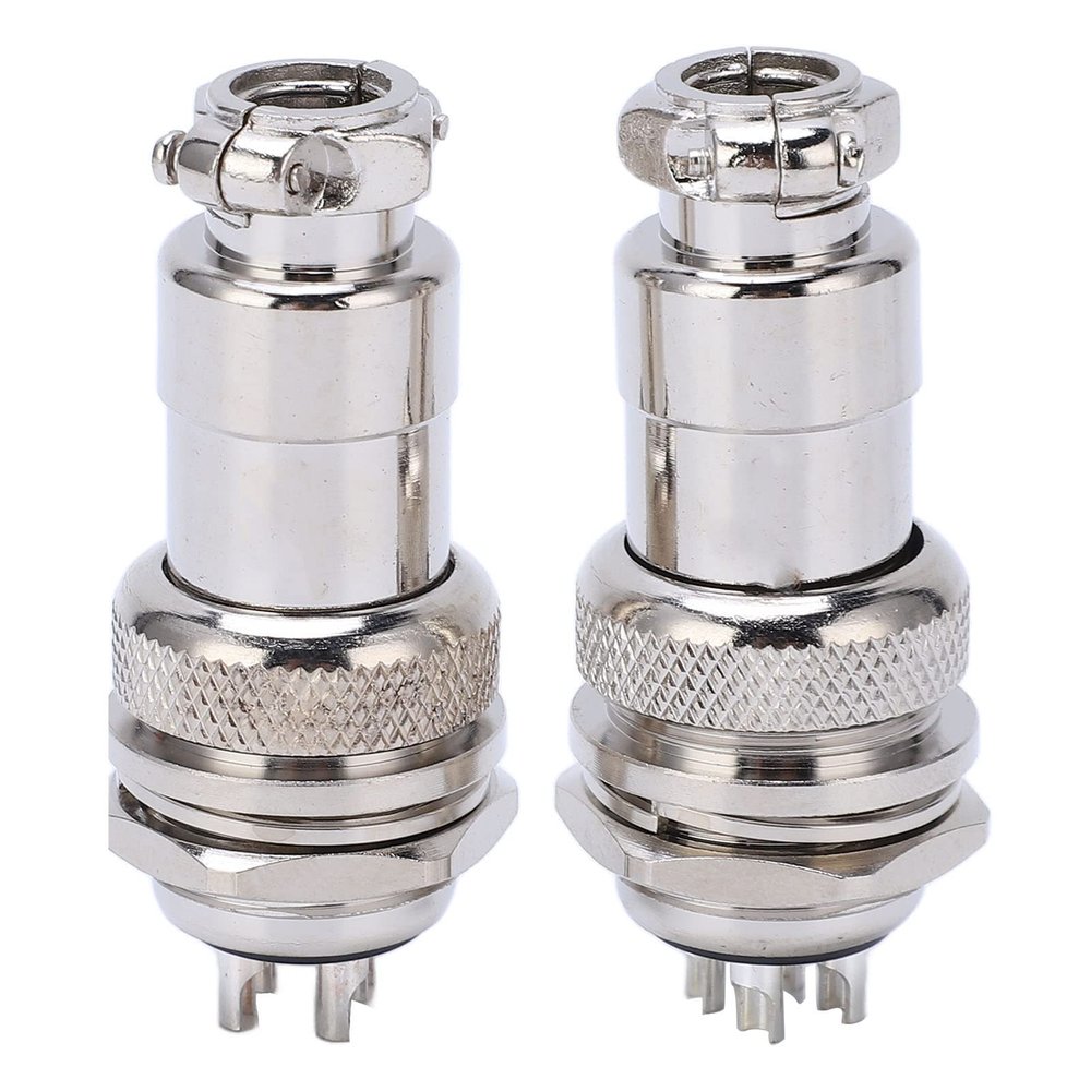 2Pcs Aviation Plug Socket Connector Zinc Alloy Shell Copper Silver Plated Connectors (4 Pin)