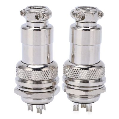 2Pcs Aviation Plug Socket Connector Zinc Alloy Shell Copper Silver Plated Connectors (3 Pin)