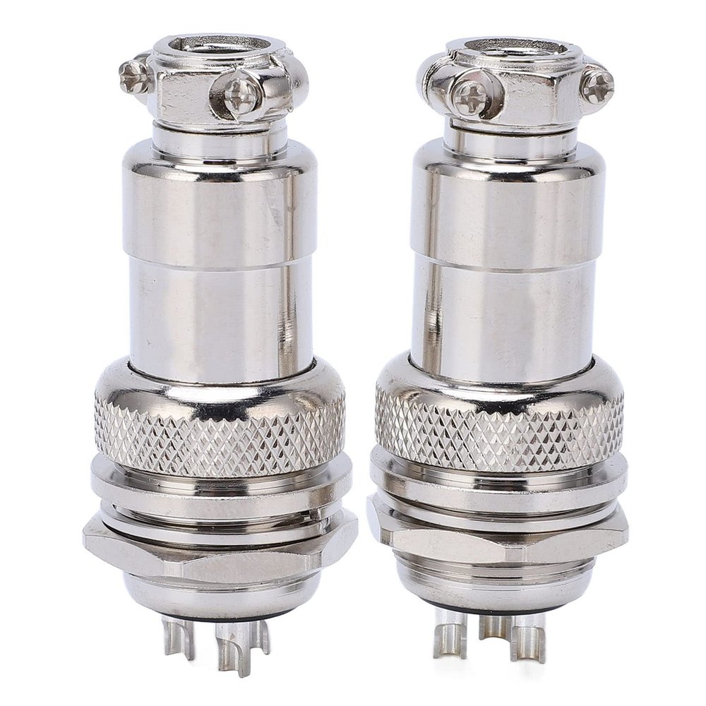 2Pcs Aviation Plug Socket Connector Zinc Alloy Shell Copper Silver Plated Connectors (3 Pin)