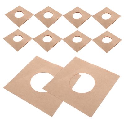 Mikinona 10 Pieces 7-Inch Vinyl Record Sleeves Cardboard Album Covers Holes for Phonograph Storage Acid-Free and Protection for Vinyl Records