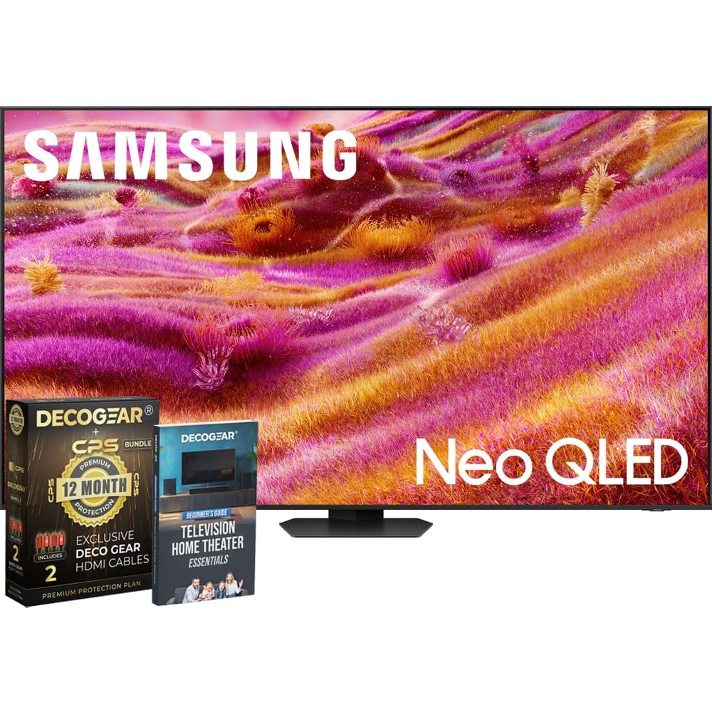 Samsung 50" Neo QLED 4K QN90F Smart TV (2025) Vision AI, Neo Quantum HDR+, Glare-Free Bundle with CPS Exclusive 1-Year Protection & Deco Gear Complete Home Theater Beginner's Guidebook