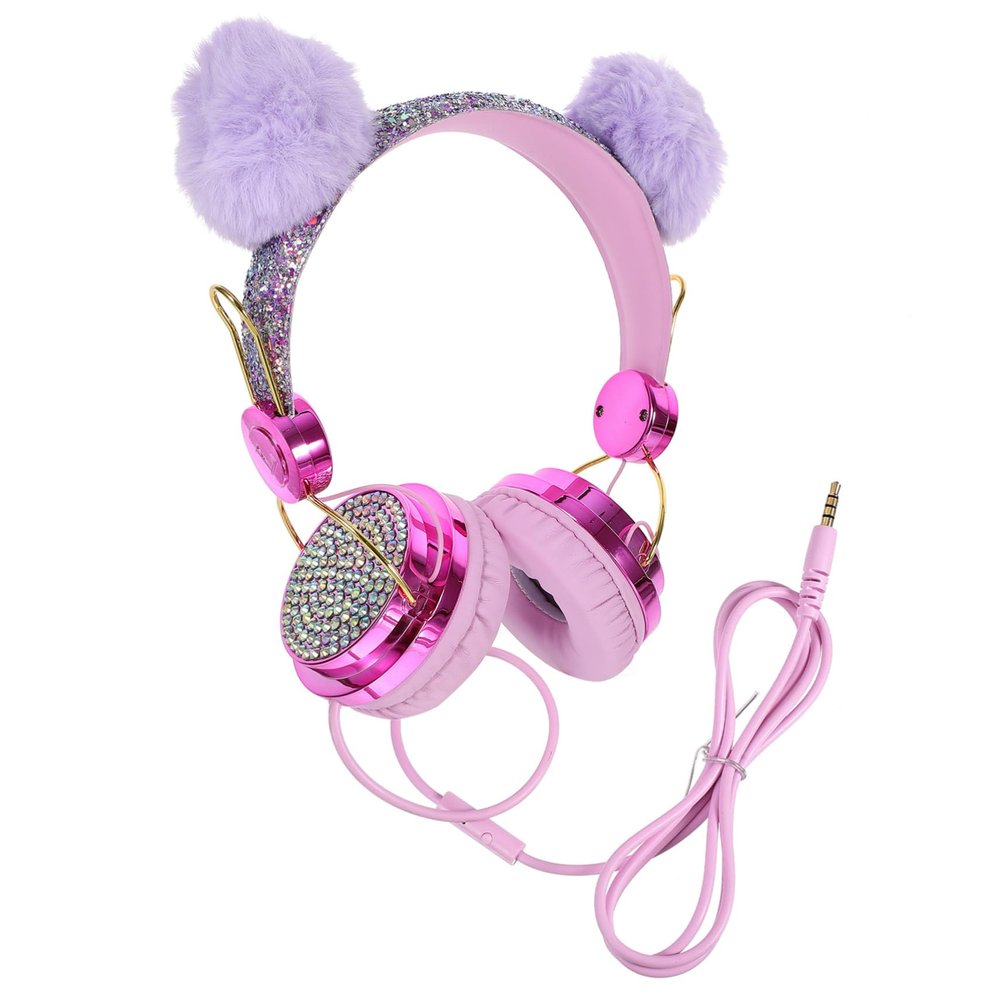 Homoyoyo Lovely Plush Cartoon Ear Headphones for Boy Girl Noise Cancelling Headset with Volume Limiter Cushioned Design for Girls for School Play