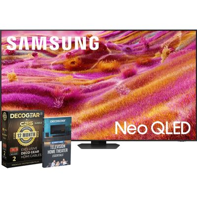 Samsung 55" Neo QLED 4K QN90F Smart TV (2025) Vision AI, Mini LED, Neo Quantum HDR+, Glare-Free Bundle with CPS Exclusive 1-Year Protection & Deco Gear Complete Home Theater Beginner's Guidebook