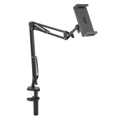 Mbeysaq Universal Phone & Tablet Clamp Holder with Adjustable Arm for Desk, Bed, Car - Strong Clamp, Soft Silicone Protection, Rotating Arm Support - Ideal for Home, Office, Streaming - Up