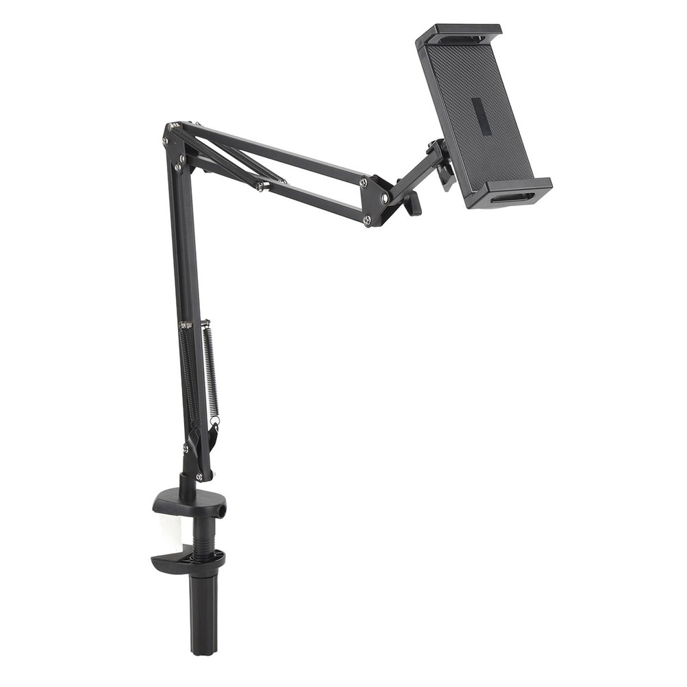 Mbeysaq Universal Phone & Tablet Clamp Holder with Adjustable Arm for Desk, Bed, Car - Strong Clamp, Soft Silicone Protection, Rotating Arm Support - Ideal for Home, Office, Streaming - Up