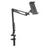 Mbeysaq Universal Phone & Tablet Clamp Holder with Adjustable Arm for Desk, Bed, Car - Strong Clamp, Soft Silicone Protection, Rotating Arm Support - Ideal for Home, Office, Streaming - Up view 1