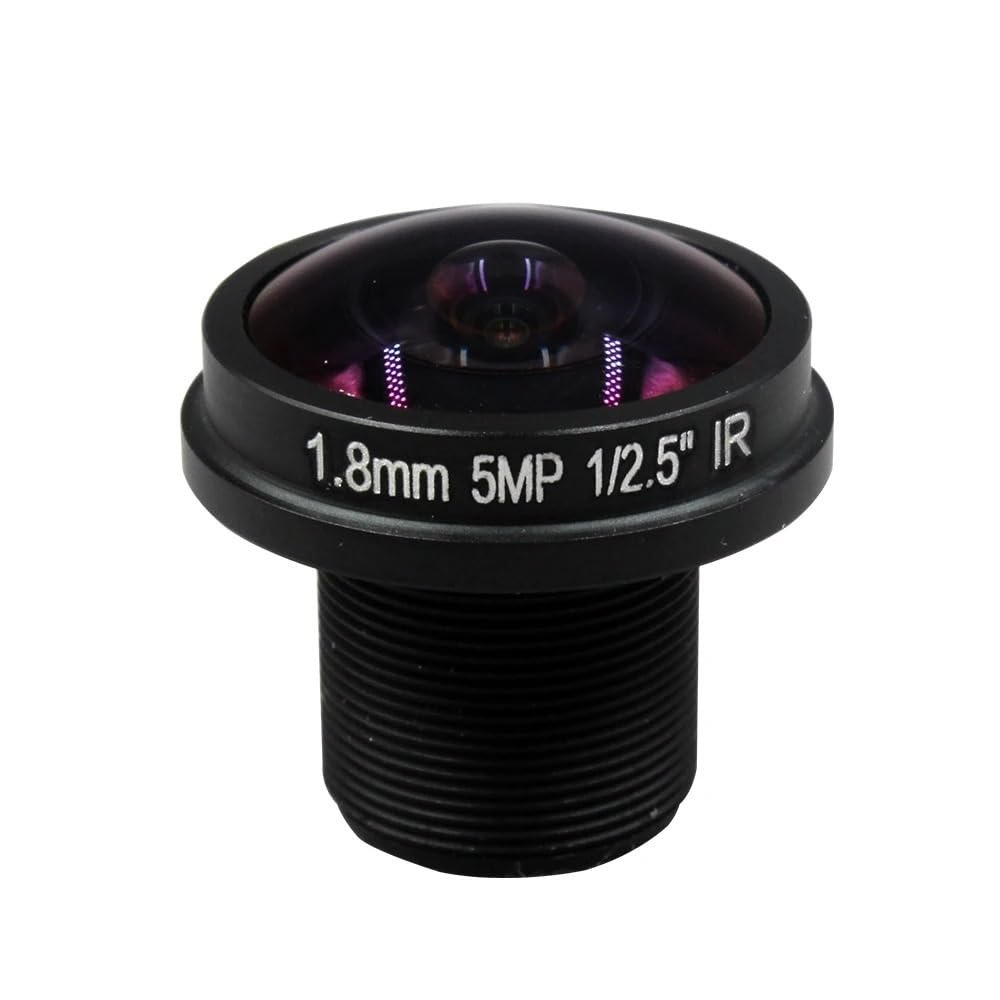 PINGANRUYI Camera Lens CCTV HD 5MP Fisheye 1.8mm M12 180 Degree Wide Angle F2.0 1/2.5 Inch for Surveillance Security Camera(5MP-1.8MM)