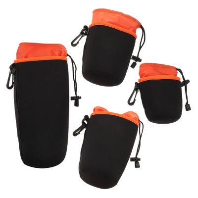 Holibanna 4pcs Camera Lens Pouches Storage Bags for Outdoor Activities Compatible Camera Lenses Flexible Neoprene Drawstring Design