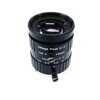 Industrial CCTV Lens 12mm HD 5MP C-Mount Aperture F1.6 Image Format 2/3 Inch for Surveillance Security IP Cameras