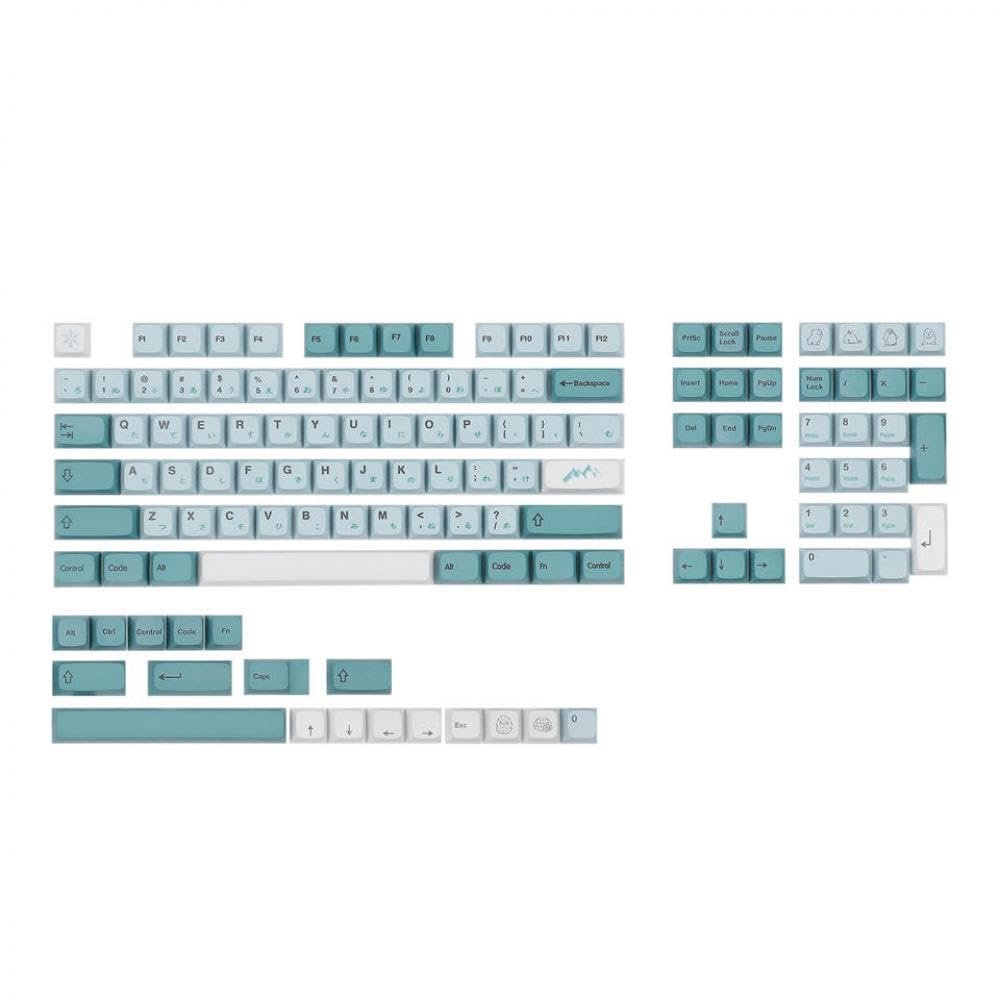 AXVEFHXB Japanese Hiragana PBT XDA Profile Iceberg Keycap Set 126 Compatible with ANSI Mechanical Keyboards and Switches