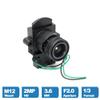 CCTV Lens 3.6mm 2 Megapixels M12 Interface 1/3 Inch F2.0 Aperture 90 Degree with IR Cutoff Function for Security Camera view 3