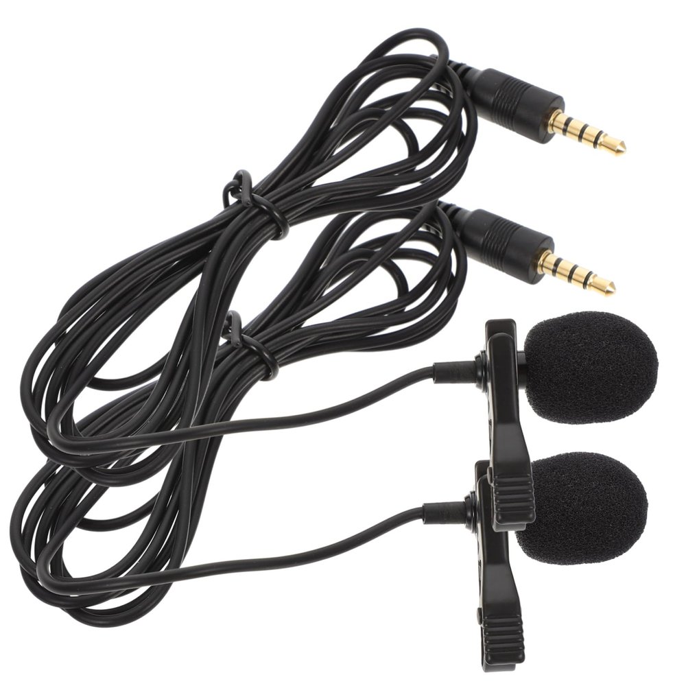 DECHOUS 2pcs Lapel Microphone for Recording Clip Interview Mic for Video Recording Vlogging and Classroom Use High Sensitivity Durable Material