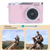 48MP Digital Zoom Camera, 1080P Resolution, 18X Electronic Zoom with LED Fill Light, for Selfie Taking and Content Previewing (Pink) view 3