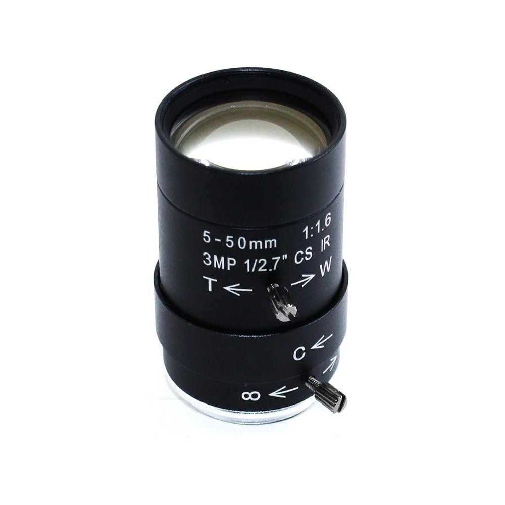 HD 3MP CCTV Lens Varifocal 5-50mm CS-Mount Format 1/2.7 Inch Aperture F1.6 Suitable for Surveillance Security Camera