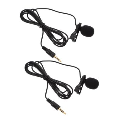 Kisangel 2pcs Clip Mic for Wireless Lavalier Microphone Denoise Amplifier Black