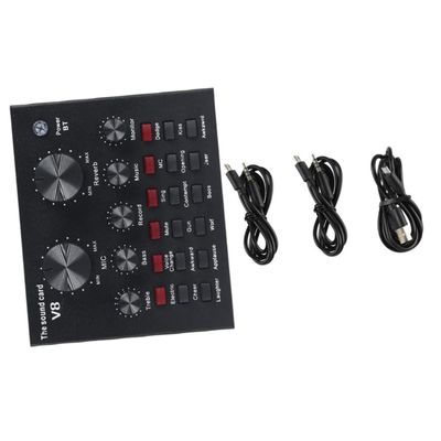 DECHOUS Condenser Microphone Set Sound Card for Live Streaming Podcasting and Music Mixing Dual Microphone Ports for Mobile