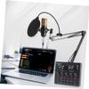 DECHOUS Condenser Microphone Set Sound Card for Live Streaming Podcasting and Music Mixing Dual Microphone Ports for Mobile view 3