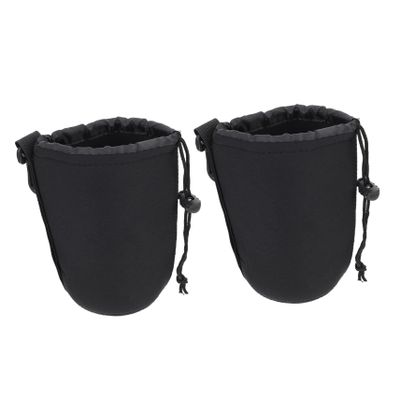 Housoutil 2pcs Neoprene Camera Lens Bag Dslr Camera Lens Pouch Carabiner for Travel Capacity Case Drawstring for Digital