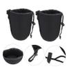 Housoutil 2pcs Neoprene Camera Lens Bag Dslr Camera Lens Pouch Carabiner for Travel Capacity Case Drawstring for Digital view 3