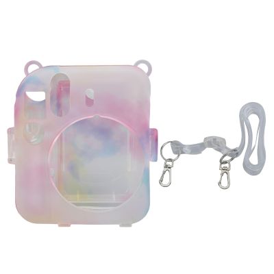 Mbeysaq Fuji Mini 12 Protective Case with Detachable Strap & Photo - Clear PC Shell for Instant Camera (Dream Color)