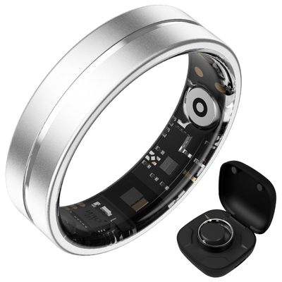 Smart Ring for Women Men, Fitness Ring with Steps, Distance & Calorie Count, Fitness Tracker with Sleep, Heart Rate, Blood Oxygen Real Time Monitor, Health Tracker IP68 Waterproof (Silver, #13)