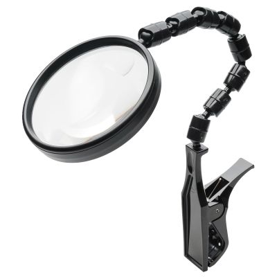 MIZAR-TEC KL-1720PC Magnifying Glass Magnifying Glass Plastic Lens Magnification 2X Small Lens 4X Small Lens Diameter 3.9 inches (100 mm) Flexible Gooseneck Magnifier with Stand Clip Adjustable Angle