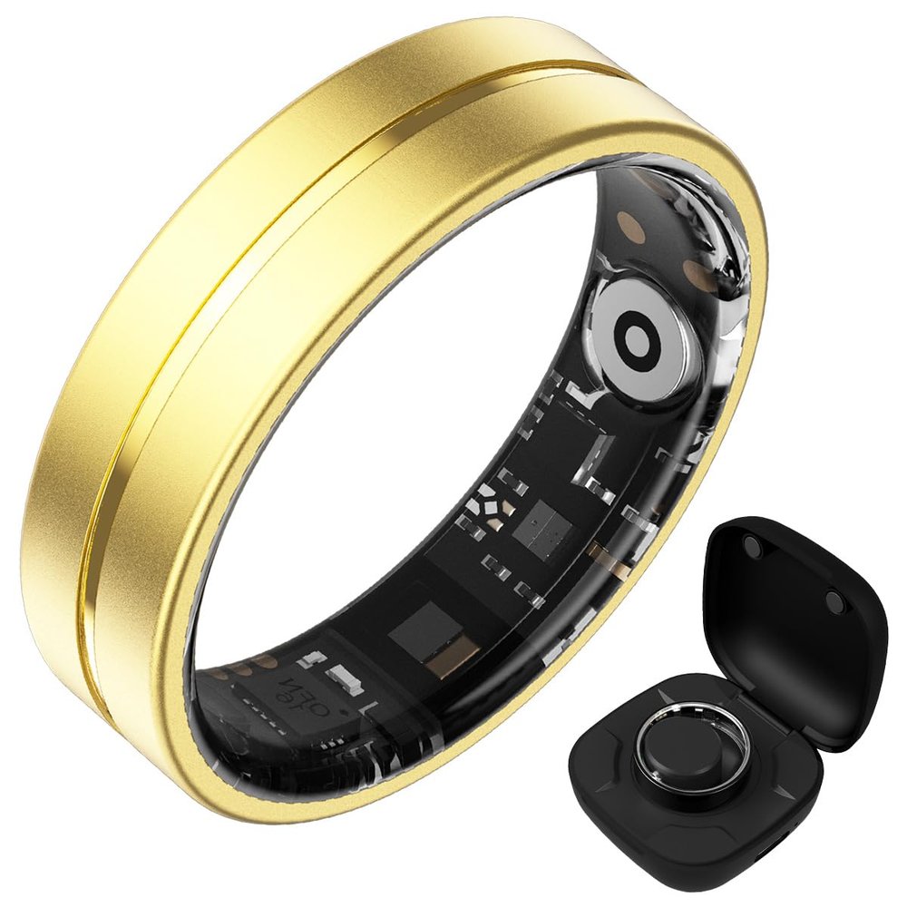 Smart Ring for Women Men, Fitness Ring with Steps, Distance & Calorie Count, Fitness Tracker with Sleep, Heart Rate, Blood Oxygen Real Time Monitor, Health Tracker IP68 Waterproof (Gold, #13)