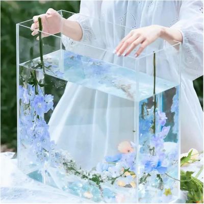 LGEOELIAS Acrylic Water Tank Transparent Underwater Suspension Shooting Deep and Shallow Water Tank, 6mm/0.24in Thick Photography Props Fish Tank Water Tank Tray