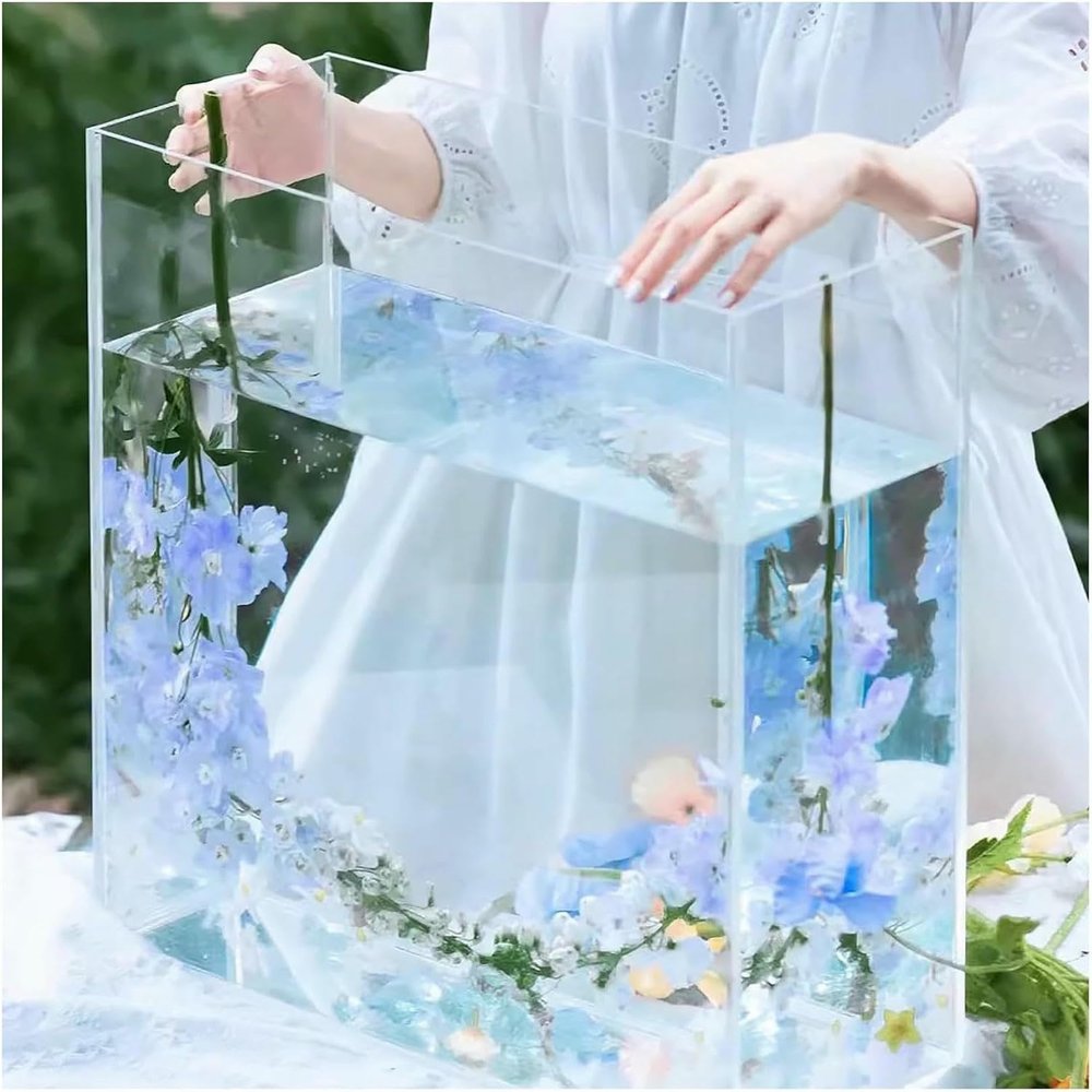 LGEOELIAS Acrylic Water Tank Transparent Underwater Suspension Shooting Deep and Shallow Water Tank, 6mm/0.24in Thick Photography Props Fish Tank Water Tank Tray