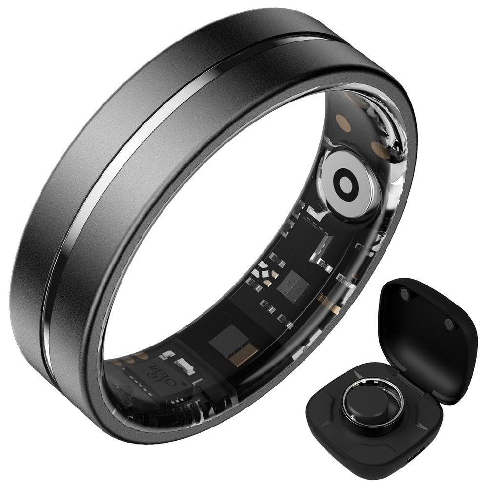 Smart Ring for Women Men, Fitness Ring with Steps, Distance & Calorie Count, Fitness Tracker with Sleep, Heart Rate, Blood Oxygen Real Time Monitor, Health Tracker IP68 Waterproof (Black, #13)