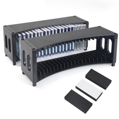 alavisxf xx CD Storage Rack, Upgrade 2 Pack Stackable ABS CD Storage Organizer Can Hold 40 Slim CD Jewel Cases, CD Organizer Holder Rack for Home, Office, Movie Music Room (CD Rack)