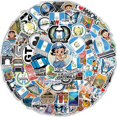 100pcs Guatemala Stickers Waterproof Decals for Water Bottles Laptop Luggage Computer Scrapbooking Teens Adults Girls Funny Party Birthday Decorations