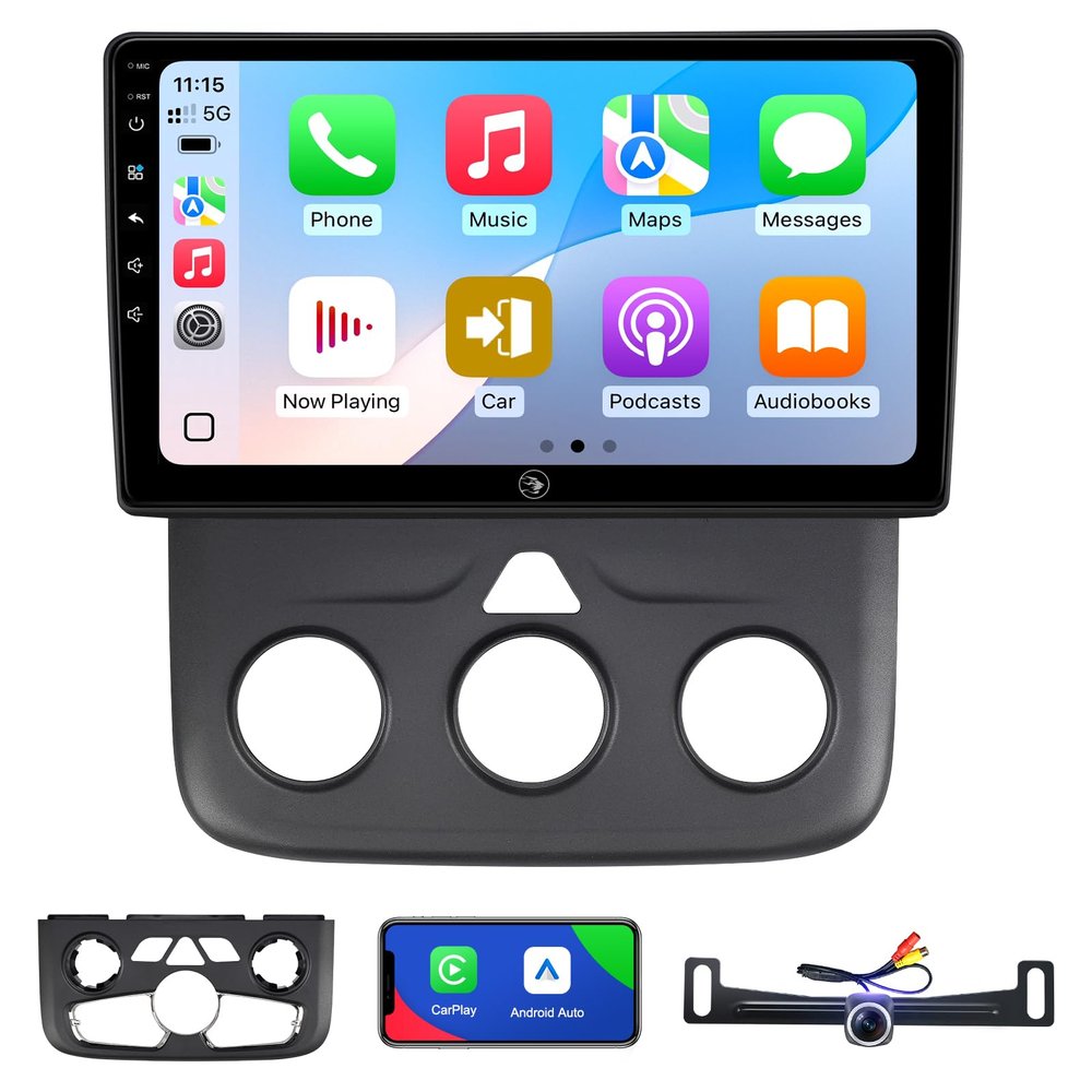 10" Car Radio Stereo for Dodge Ram Pickup Truck 1500 2500 3500 2013 2014 2015 2016 2017 2018 with Camera Carplay Android Auto Bluetooth Mirroring Touch GPS Navigation Replacement Head Unit