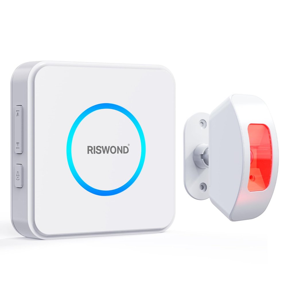 Wireless Motion Sensor Alarm Indoor: Motion Detector Alarm for Business Store Home Security with 35 Ringer/Led Light Remind- Motion Sensor Door Chime with Buzzer