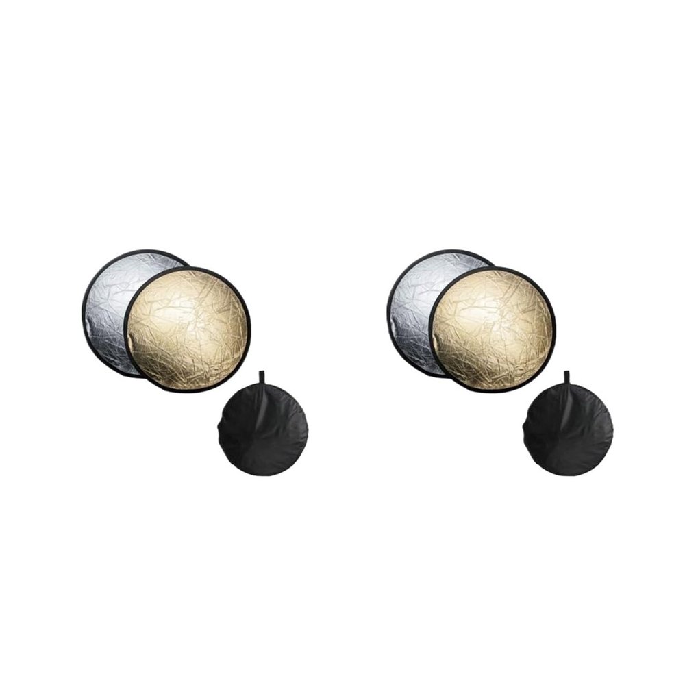 TYLPFH Reflector Collapsible Silvery Golden Studio Camera Flash Photo Disc Diffuer Reflector Photography(2Pcs 30CM 2in1)