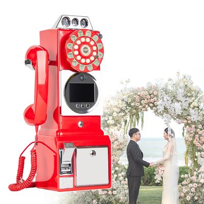 Video Audio Guest BookWedding Phone Guestbook,Capture Every Heartfelt Moment, The Ultimate Video Audio Guest Book for Weddings 54x27x20 cm (Red)