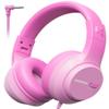 awatrue Kids Headphones, 74/85/94dB Volume Limiter, Foldable Wired Over Ear Headphones for Travel, 3.5mm Jack, Toddler Headphones for School, Chromebook, iPad, Tablet, Pink view 1