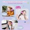 awatrue Kids Headphones, 74/85/94dB Volume Limiter, Foldable Wired Over Ear Headphones for Travel, 3.5mm Jack, Toddler Headphones for School, Chromebook, iPad, Tablet, Pink view 2