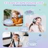 awatrue Kids Headphones, 74/85/94dB Volume Limiter, Foldable Wired Over Ear Headphones for Travel, 3.5mm Jack, Toddler Headphones for School, Chromebook, iPad, Tablet, Purple Green view 2