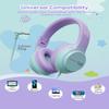 awatrue Kids Headphones, 74/85/94dB Volume Limiter, Foldable Wired Over Ear Headphones for Travel, 3.5mm Jack, Toddler Headphones for School, Chromebook, iPad, Tablet, Purple Green view 4