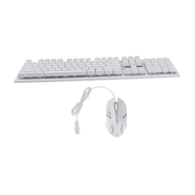 ARTIBETTER 1set Wired USB Gaming Keyboard Mouse Set Luminous Keys and Mechanical Feel Design for Gamers and Typists White Ergonomic Layout