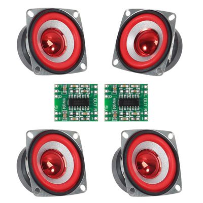 ALMOCN 4PCS 4Ohm 5W DIY Small Full Range Audio Speaker Stereo Woofer Loudspeaker + 2PCS PAM8403 Amplifier Board 2X 3W Super Mini Digital Power Amplifier Board for Arduino and DIY Speaker