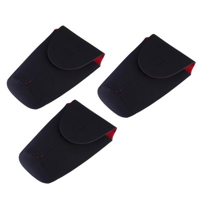 ARTIBETTER 3pcs Thick Neoprene Lens Bag Camera Lens Storage Pouches Organiser for Dslr Shockproof Red Black