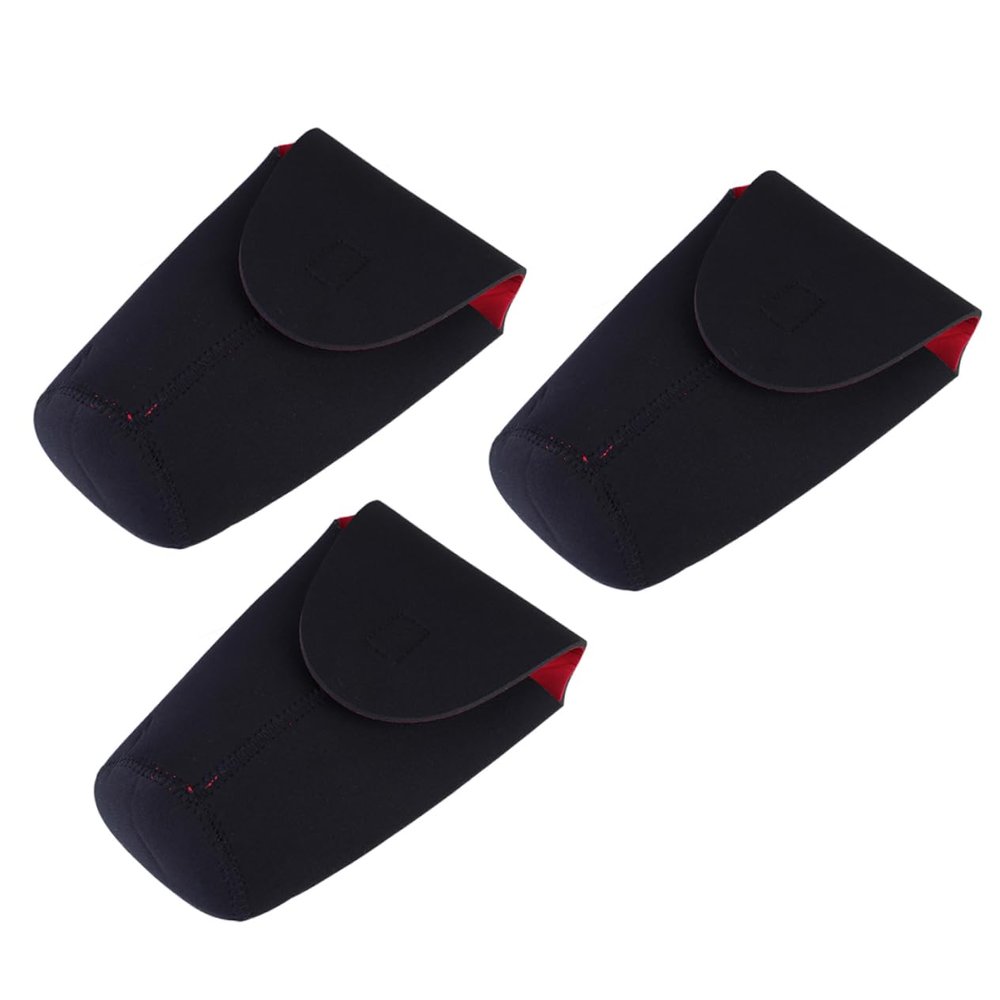 ARTIBETTER 3pcs Thick Neoprene Lens Bag Camera Lens Storage Pouches Organiser for Dslr Shockproof Red Black